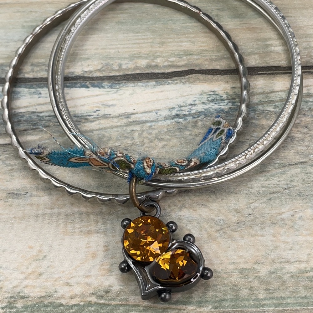 Adorned Crown Artisan Assemblage Bangle Topaz Hea… - image 4